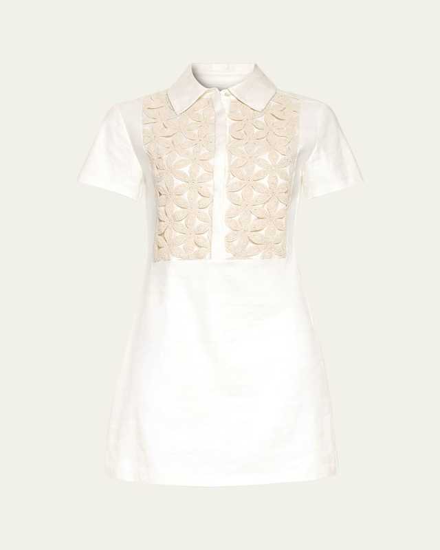 Sabrina Floral Crochet Mini Shirtdress